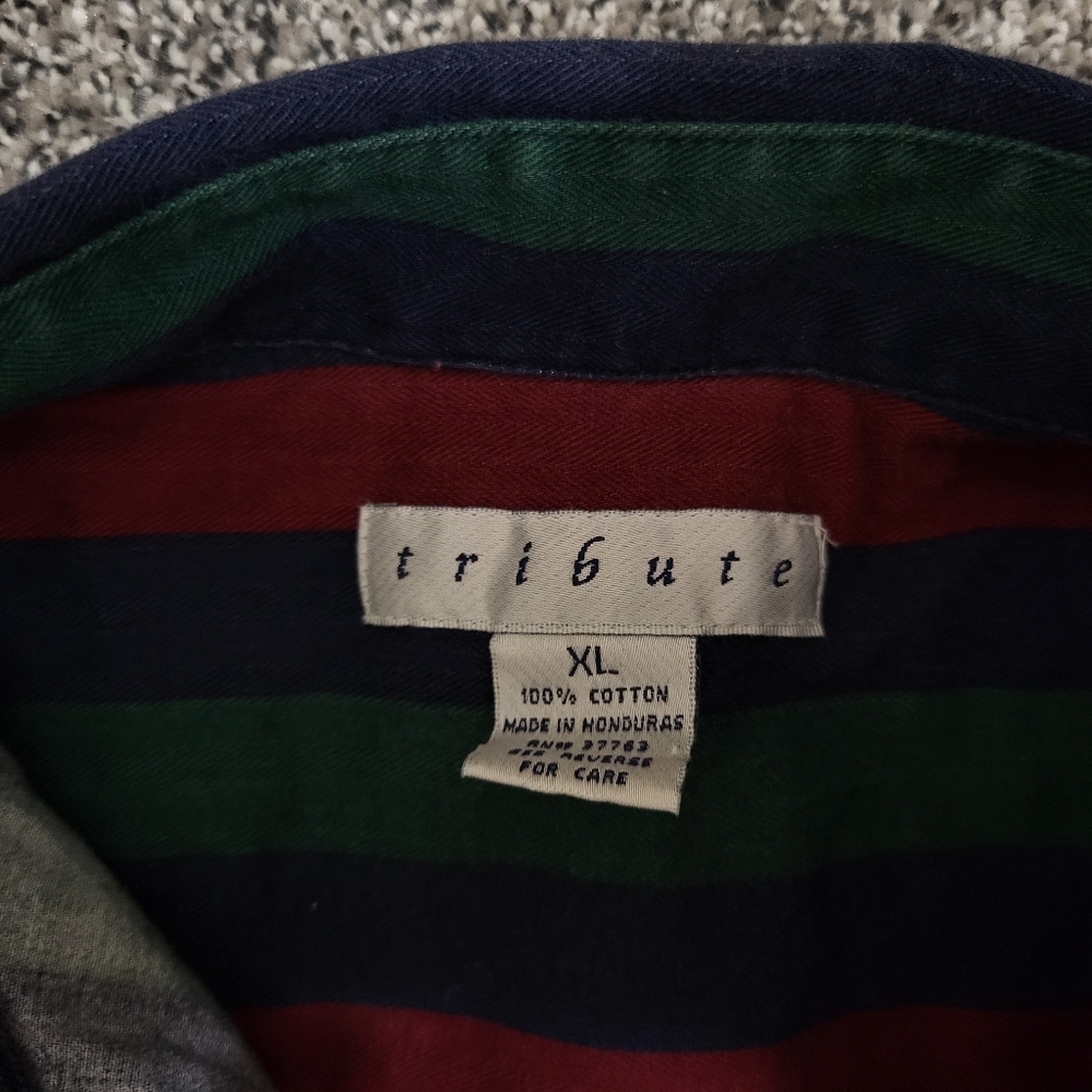 Tribute Button Down Striped Shirt Size XL - Picture 7 of 8